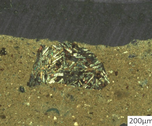 Sediment fired at 600°C, thin section in XPL